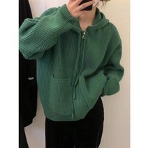 후드 니트 집업 데일리 가디건