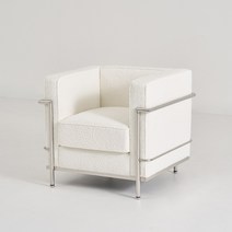 아이와비 폴 철제 프레임 1인 소파(부클레원단), 화이트