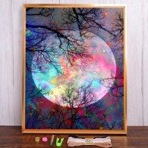 보석십자수 창업 도구 풍경 하늘 달 인쇄 크로스 스티치 패턴 DIY 자수 수제 그림 세공 뜨개질 스탬프 보석, 30x40cm, 11CT 실크 스레드, HMA65851_30x40cm_11CT 실크 스레드