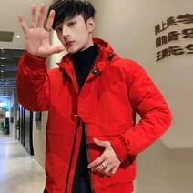 가바바 남성 겨울 숏패딩 깔끔깔끔 시크하고 귀여운 스타일 그림 문자 프린팅 포인트 지퍼 주머니 터틀넥 후드 데일리 패딩점퍼 G40629