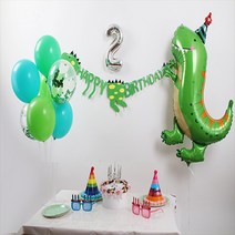 굿벌룬 홈파티세트 공룡생일파티 가랜드 숫자풍선 풍선다발스탠드 다이노 공룡풍선, 1번, 실버(소)