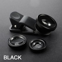 휴대폰렌즈 망원렌즈 카메라 3in1 광각 물고기 렌즈 카메라 키트 xiaomi iphone huawei 매크로 용 어안 렌즈 줌 모든 휴대 전화를 보편적으로 지원, 검은색