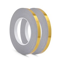 롤 2개 0.4인치 x 164피트 금속화 폴리에스테르 마일라 필름 테이프 그래픽 아트 테이프 미러 테이프 벽 바닥 타일 선물 포장용 호일 라인 접착 테이프(금색)