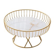황금 금속 철 철사 둥근 과일 바구니 그릇 내각 식탁 방, 다른, 사이즈 L