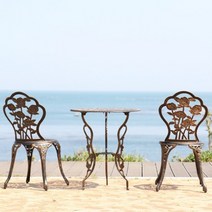 하늘창 장미주물2인세트 야외테이블세트 정원의자 테라스의자 2인벤치, 브론즈