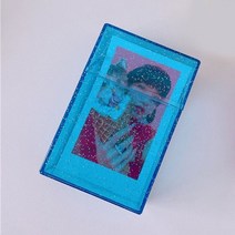 3 인치 폴라로이드 사진 앨범 보관 상자 bling bling 투명 사진 보관 상자 포토 카드 홀더 케이스 instax diy 카드 홀더, 푸른