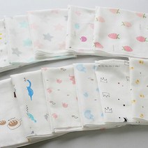 [무루] [내맘대로세트]순면 나염 가제손수건 5장, 종류:뉴스타핑크