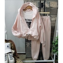상상그이상 여성용 국내제작 마리아 후드세트 기모안감 가볍고 따뜻한 부드러운 촉감좋은 소재 자수 레터링 줄어듦 없는 트레이닝 세트 밴딩 조거팬츠 겨울 운동복 키작녀코디