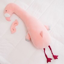 귀여운 동물 바디필로우 동물수면안대 긴 동물인형 수면인형 안고자는 큰인형쿠션 안대포함, 핑크 홍학