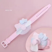귀여운 캐릭터 팔찌 선풍기 USB 충전 손목 시계형 여름 커플 특이한 휴대용 키티, 핑크 퍼플, 핑크 퍼플