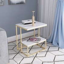 마블 골드 대리석 침대 옆 협탁 사이드 테이블 미니, 지름40x높이55{골드}