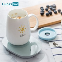 돼지꼬리히터 달팽이히터 전기온수기 smart coffee mug warmer cup for office home 일정한 온도 plate for milk water 코코아 수프, 핑크 세트
