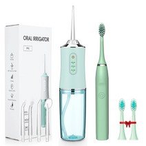 구강세정기 치아세정기 물칫솔 youpin 구강 irrigator 전동 칫솔 세트 물 flosser 3 모드 치아 미백 구강 위생을위한 치아 클리너, 초록