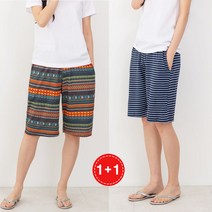 여자홈웨어무늬반바지 1+1 홈웨어 스트라이프 편안하고 실용적인 홈웨어 반바지