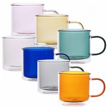 붕규산 이중 내열유리 머그 350ml, 핑크