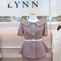 린 린 플랫 카라 벨티드 체크자켓 LCJKKF0100