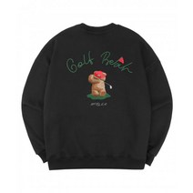 엠블러 Golf Bear 남여공용 오버핏 맨투맨 AMM1014 블랙 스웨트셔츠