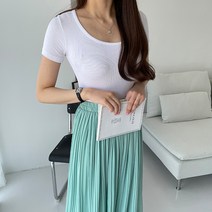 설레임 플리츠 쉬폰 주름 밴딩 데일리 롱스커트