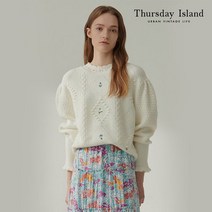 [백화점매장정품출고] 써스데이아일랜드 여성 니트 가디건 Thursday Island 폼폼이 플라워 풀오버T212MSW134W