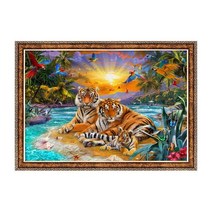 1000조각 직소퍼즐 액자세트 - 호랑이가족 앤틱골드, 본상품