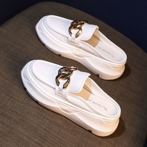 여성 슬리퍼 운동화 뮬 블로퍼 굽 있는 사무실 실내화 225mm 6cm