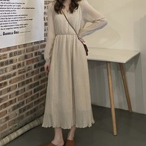 [랜덤플레이] 브이넥 A라인 쉬폰 롱 원피스