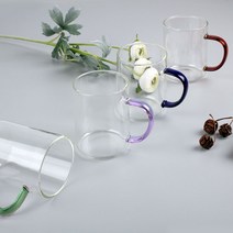 마시피렌체 컬러핸들 내열유리 머그 1p 460ml 560ml 4컬러 택1 커피숍머그컵 이쁜유리컵, 그린