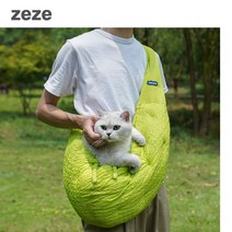 ZEZE 강아지/고양이 겸용 코튼 에코슬링백 이동가방, 녹색
