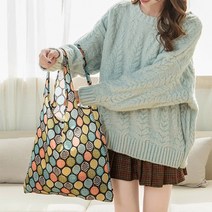 패턴 접이식 휴대용 장바구니 미니 시장바구니, 핑크캣츠