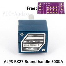 엠프 진공관 앰프스피커 1pc 일본 alps rk27 볼륨 로그 스테레오 전위차계 2 갱 듀얼 10k20k50k100k250k500k 전위차계 원형 샤프트 6 0mm, 둥근 샤프트 500ka