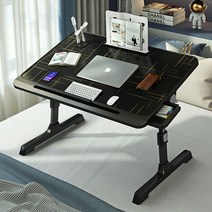 접이식 이케아 침대 테이블 블랙 보조 좌식 노트북 베드 이동식 높이 조절 트레이 식탁 각도 간이 보조 슬림 바퀴 리프트업 미니 코너 탁상 스탠드 옆 책상, 올블랙 서랍 + USB