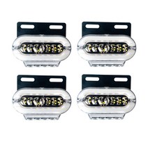 4 x 트럭 사이드 라이트 조명 24V RGB LED 트레일러 클리어런스 라이트 방향 지시등 레드 화이트 앰버 블, 04 White