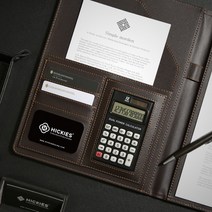 고급 가죽 결제서류판 계산기능 포함 1P 클립보드 경영 예산 세일즈 영업 서류 명함 클립 홀더 영업용 공무원, 다크그레이