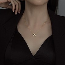 작고 반짝이는 작고 반짝이는 볼륨 리본 은목걸이 실버S925