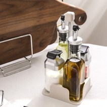 시노글라스 원터치 블랙 유리 오일병&양념병 4P 세트 거치대 포함