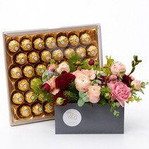 리버티꽃바구니+페레로로쉐초콜릿(42입) 꽃배달 크리스마스선물