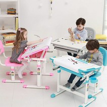 위드그로우 [위드그로우]꼬모 어린이 높이각도조절 책상의자 세트, 블루