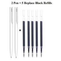 원래 Xiaomi 펜 쓰기 부드러운 빛 Mijia 프레스 코어 교체 리필 블루 레드 블랙 0.5mm 비즈니스 롤러 볼펜, 2pen 5black refills