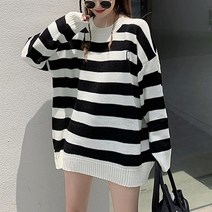 드레스날다 애나 루즈핏 스트라이프 롱 니트(mknit1440)