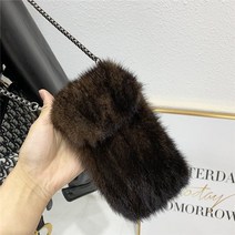 미니 밍크 모피 동전 지갑 메신저 핸드폰 가방 여성용 작은 와일드 레이디 숄더 [휴대폰 가방], 미니 (최대 길이 <20 센치메터), 03 brown