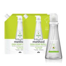 메소드 주방세제 바질 용기 532ml+리필 1L 2개, 주방세제 용기532ml+리필 1L 2개