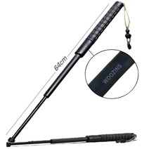WOOZINS 강철 삼단봉 호신용 3단봉 확장형 고급형, 블랙 64cm, 1개