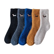 강아지 닥스훈트 자수 수면 양말 세트 중목 장목 겨울 보온 발시림 숙면 꿀잠