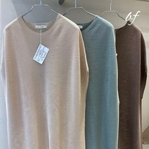 dl 루즈 린넨 라운드 반팔 홀가먼트 니트 원피스 / 봄 여름 베이지 민트 브라운