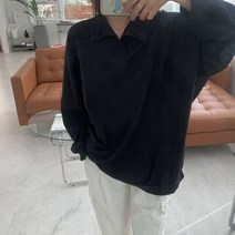 애플망고옷장 빅사이즈 오버핏 카라맨투맨 긴팔 롱박스티 무지 데일리 간절기 홈웨어
