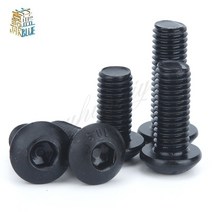 m8 볼트 너트 m6 m2 m2.5 m3 m4 m5 m10 등급 10.9 합금강 나사 육각 소켓 둥근 머리 캡 검정 나사 가구 패스너, m4x6mm-20pcs