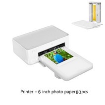 샤오미 미지아 포토 프린터 고화질 컬러 승화 6/3 인치 휴대용 인화지 스마트 원격 프린터 앱 사용 1S, Add 6inch 80 paper_5, 미국 플러그_1, 5.Add 6inch 80 paper - 미국 플러그