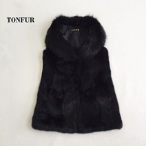 밍크베스트 조끼 무스탕 양모 민소매 싱글 브레스트 100 정품 여성용 토끼 모피 큰 천연 리얼 여우 모피 칼라 여성용 코트 tsr246