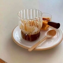 빨강잡화점 플리츠 유리컵 잔 아포가토잔 홈까페 라떼 우유잔 시리얼 요거트볼 글라스, 1개
