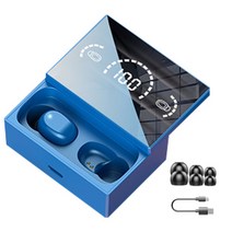 Cooela Led 슬라이딩 덮개 방수 블루투스 이어폰 노이즈캔슬링 휴대용 채널 스테레오, 푸른 색